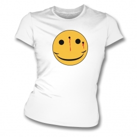Gun Shot Smiley Womens Slim Fit T-Shirt