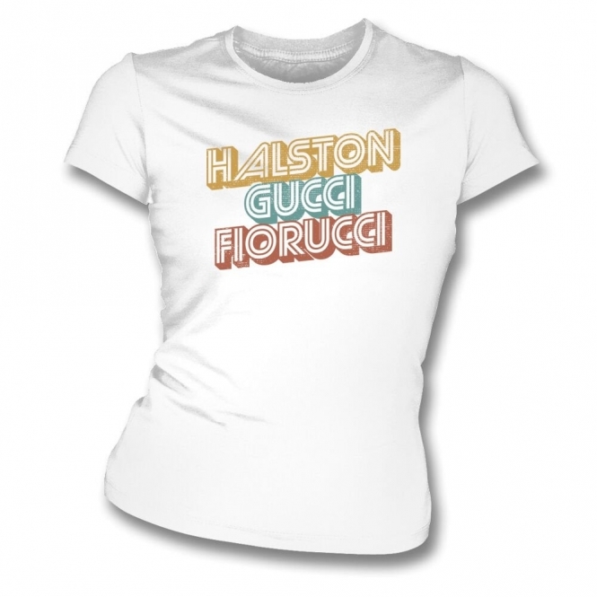 Halston Gucci Fiorucci Organic Womens Slim Fit T-Shirt