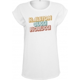 Halston Gucci Fiorucci Womens Extended Shoulder T-Shirt