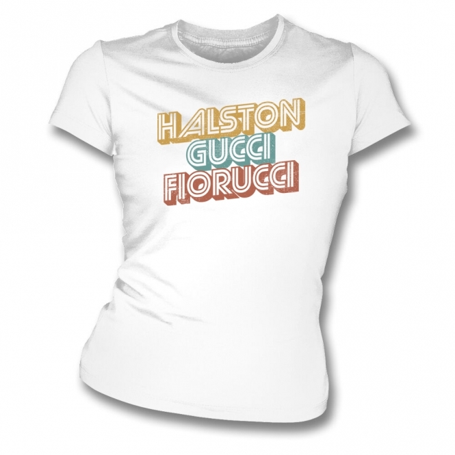 Halston Gucci Fiorucci Womens Slim Fit T-Shirt