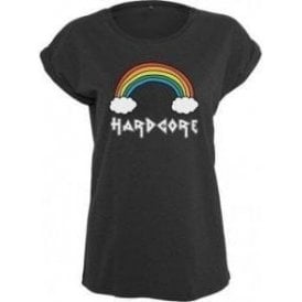 Hardcore Rainbow Womens Extended Shoulder T-Shirt