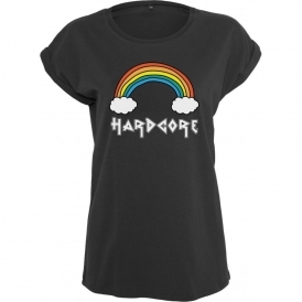 Hardcore Rainbow Womens Extended Shoulder T-Shirt