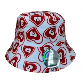 Hearts On White Reversible Bucket Hat