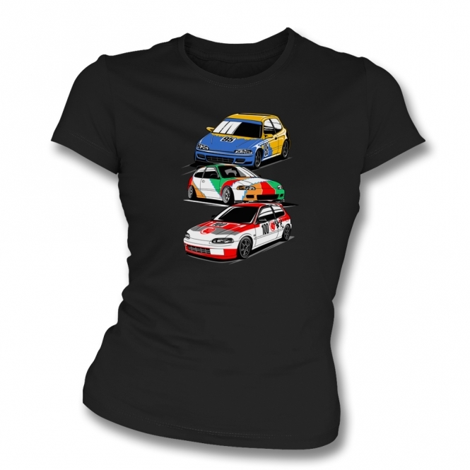 Honda Civic EG6 SiR Touring Cars Womens Slim Fit T-Shirt