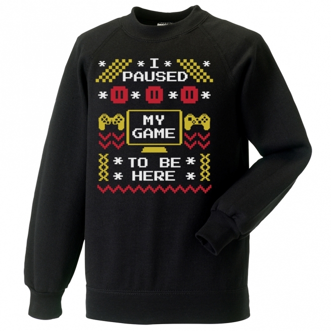 I Paused My Game To Be Here Kids Christmas Jumper