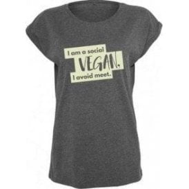 I'm A Social Vegan Womens Extended Shoulder T-Shirt