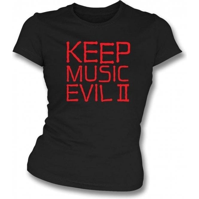Keep Music Evil (As Worn By Joey Ramone, Ramones) Womens Slim Fit T-Shirt