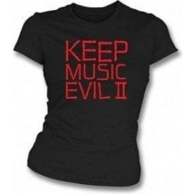 Keep Music Evil (As Worn By Joey Ramone, Ramones) Womens Slim Fit T-Shirt