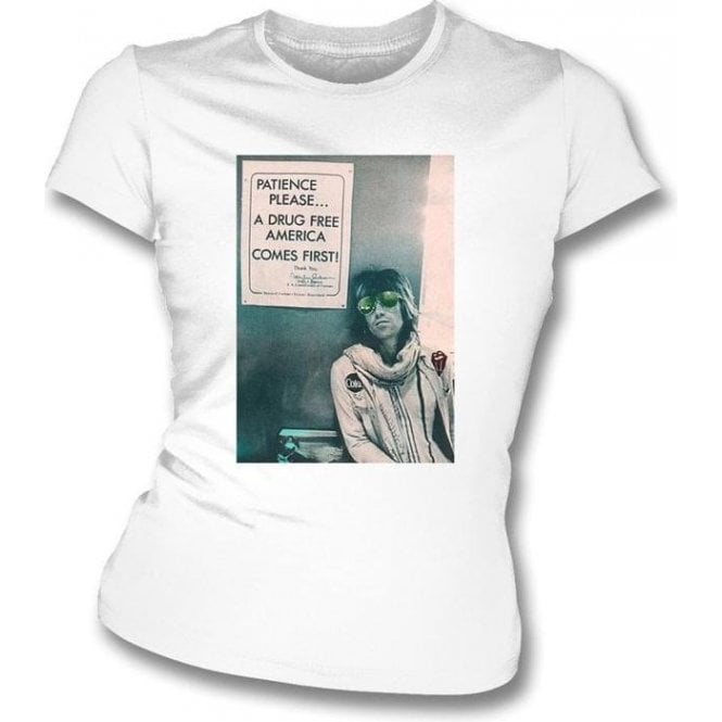 Keith Richards "A Drug Free America" Photo Womens Slim Fit T-Shirt