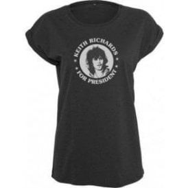 Keith Richards For President Black Womens Extended Shoulder T-Shirt