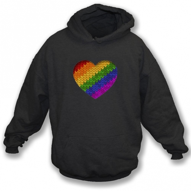 Knitted Rainbow Heart Organic Hooded Sweatshirt