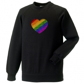 Knitted Rainbow Heart Organic Sweatshirt