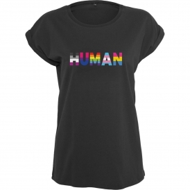 LGBT Human Womens Extended Shoulder T-Shirt
