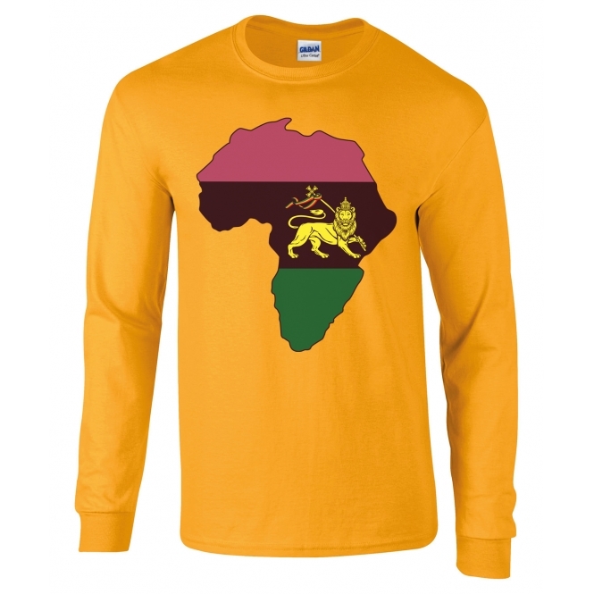 Lion Of Judah (As Worn By Ian Brown, The Stone Roses) Gold Long Sleeve T-Shirt