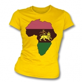 Lion Of Judah (As Worn By Ian Brown, The Stone Roses) Golden Yellow Womens Slim Fit T-Shirt