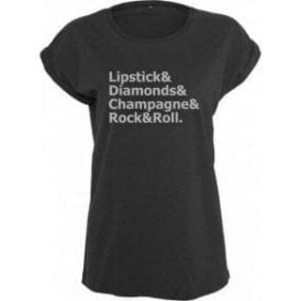 Lipstick & Diamonds... Womens Extended Shoulder T-Shirt