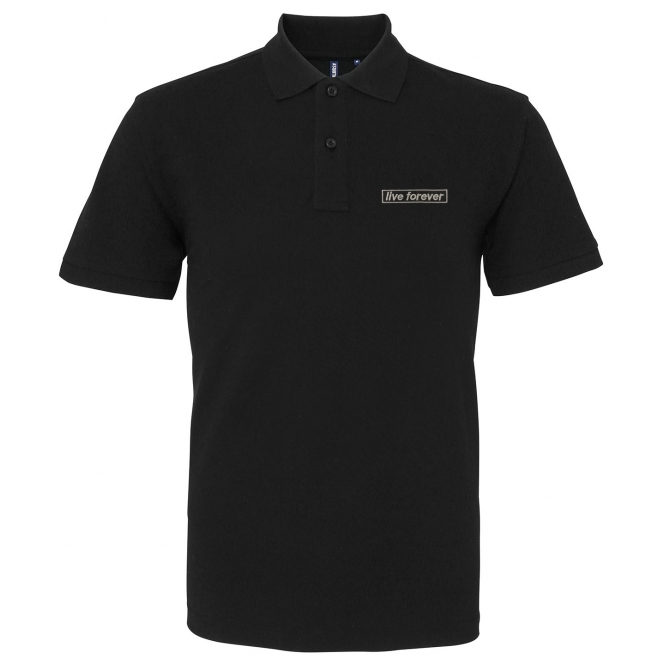 Live Forever (Inspired By Oasis) Embroidered Left Logo Polo Shirt