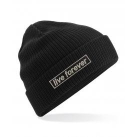 Live Forever (Inspired By Oasis) Embroidered Organic Cotton Beanie