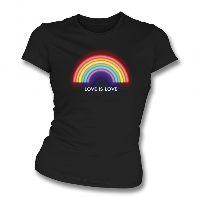 Love Is Love (Neon Rainbow) Organic Womens Slim Fit T-Shirt