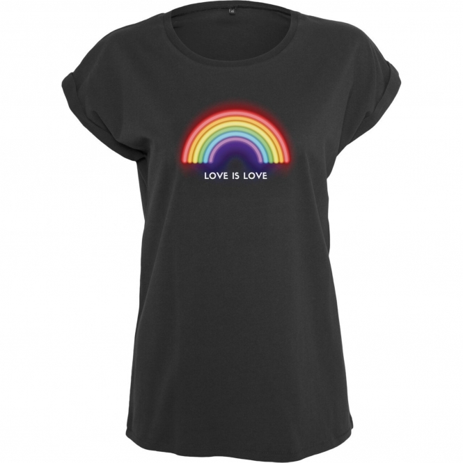 Love Is Love (Neon Rainbow) Womens Extended Shoulder T-Shirt