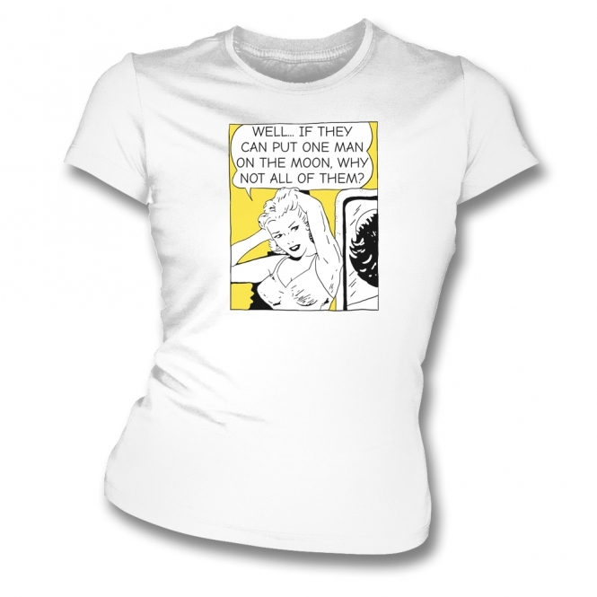 Man On The Moon Womens Slim Fit T-Shirt