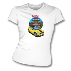 Mini Cooper Coupe (Yellow Car) Womens Slim Fit T-Shirt