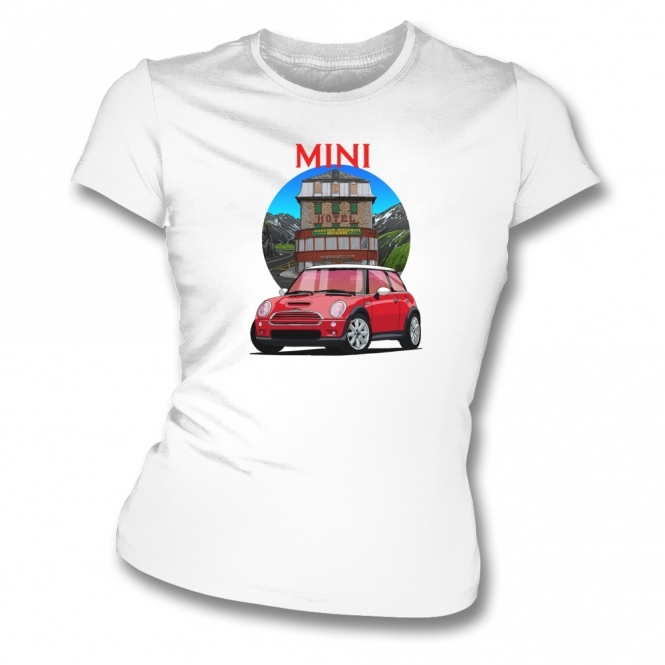 Mini Cooper S (Red Car) Womens Slim Fit T-Shirt