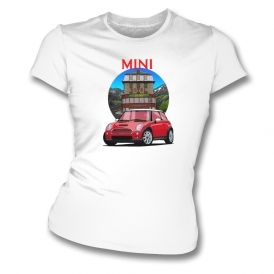 Mini Cooper S (Red Car) Womens Slim Fit T-Shirt