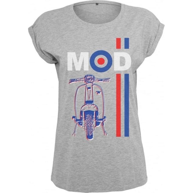 Mod Moped & Stripes Women's Extended Shoulder T-Shirt