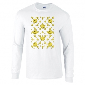 Multi Smileys Original 90s Acid House Long Sleeve T-Shirt