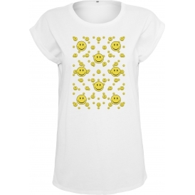Multi Smileys Original 90s Acid House Womens Extended Shoulder T-Shirt