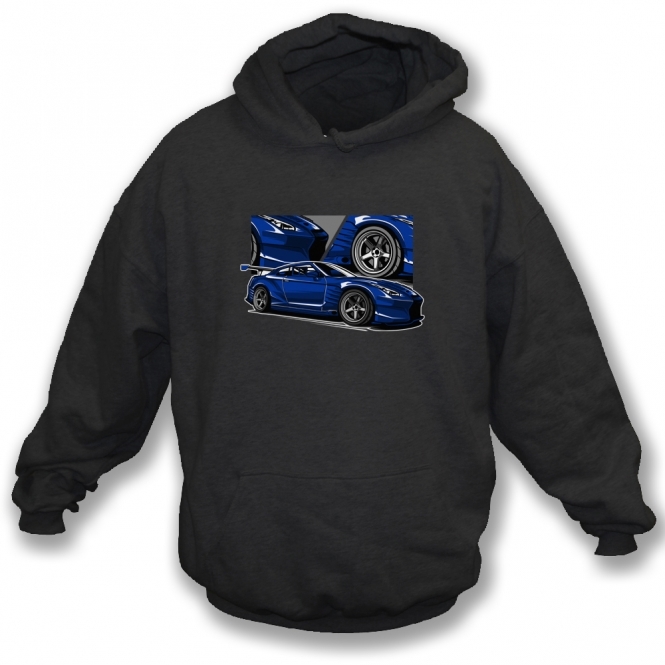 Nissan GT-R (Blue Car) Kids Hooded Sweatshirt