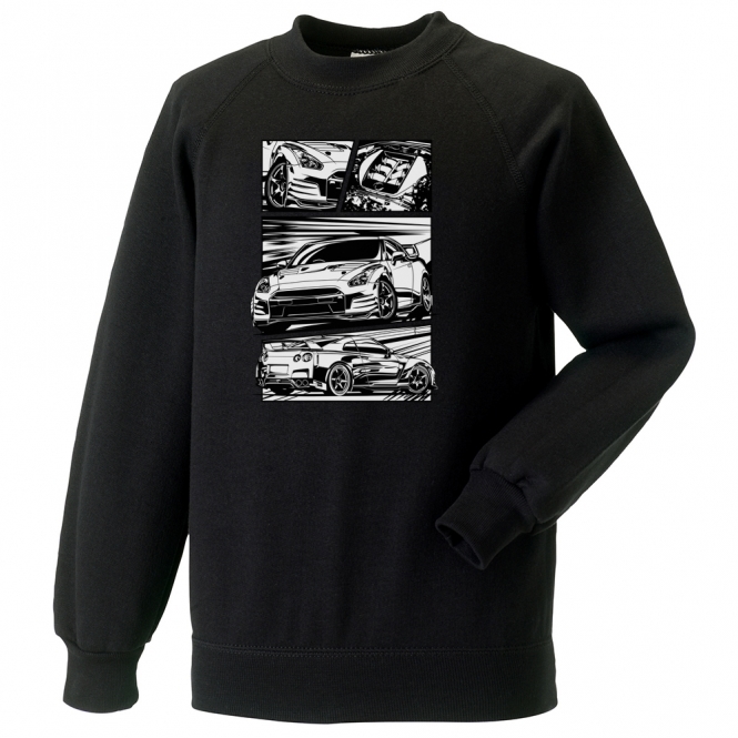 Nissan GT-R R35 (Comic Style) Kids Sweatshirt