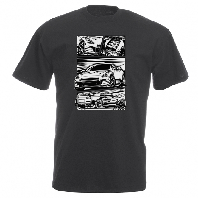 Nissan GT-R R35 (Comic Style) Vintage Wash T-Shirt