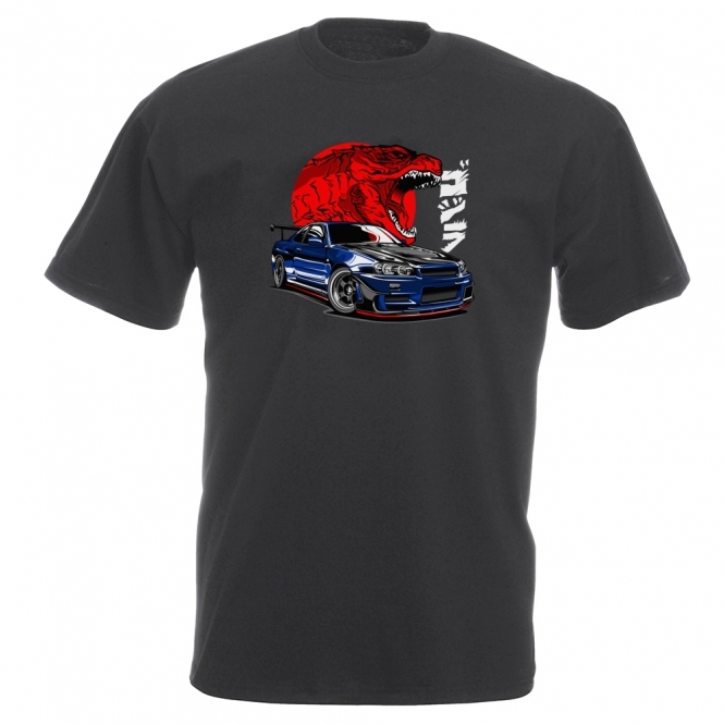 Nissan Skyline GT-R (Godzilla In Rising Sun) Vintage Wash T-Shirt
