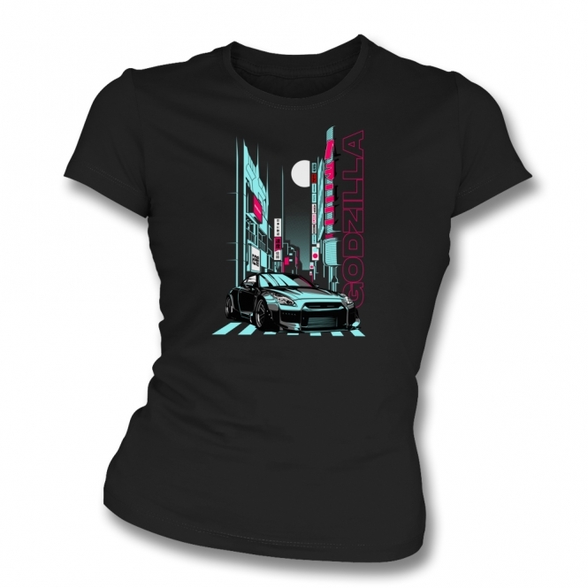 Nissan Skyline GT-R Godzilla (Neon City) Womens Slim Fit T-Shirt