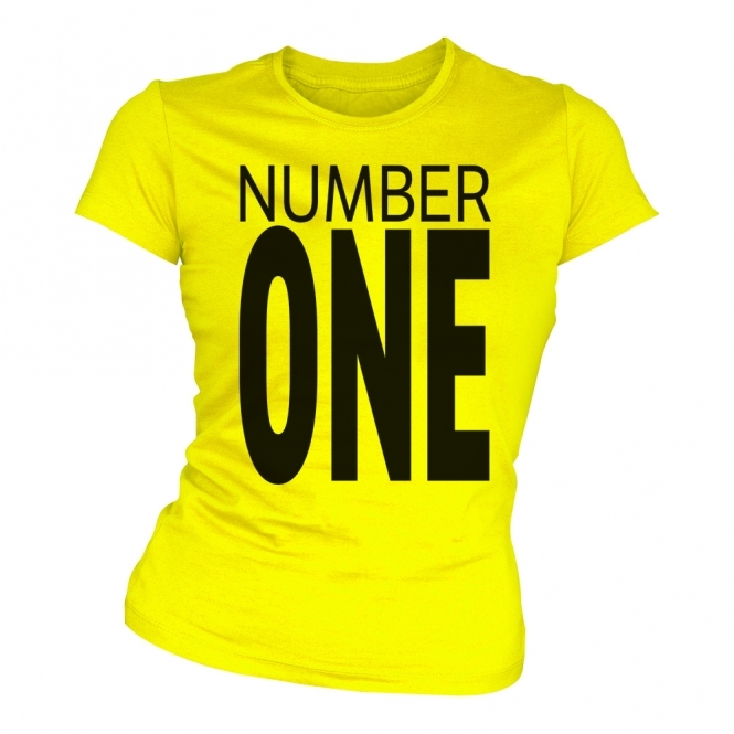 Number One (As Worn By George Michael & Andrew Ridgeley, Wham!) Lemon Yellow Womens Slim Fit T-Shirt