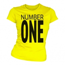 Number One (As Worn By George Michael & Andrew Ridgeley, Wham!) Lemon Yellow Womens Slim Fit T-Shirt