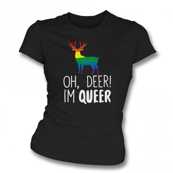 Oh Deer! I'm Queer Organic Womens Slim Fit T-Shirt