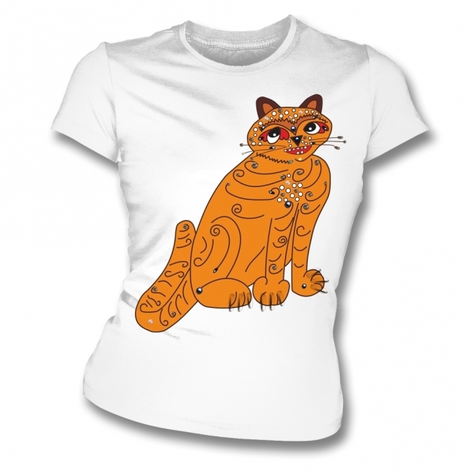 Orange Cat (As Worn By Anni-Frid Lyngstad, ABBA) Organic Womens Slim Fit T-Shirt