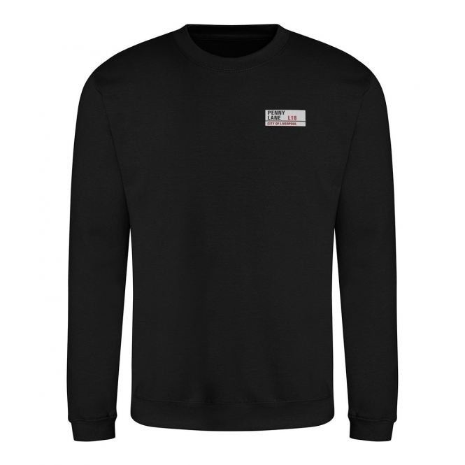 Penny Lane Road Sign (Beatles Influenced) Embroidered Left Breast Logo Sweatshirt