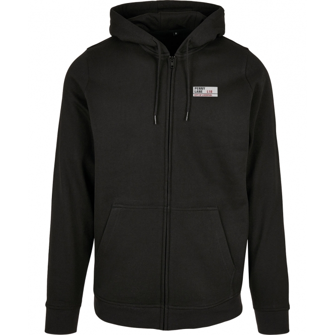 Penny Lane Road Sign (Beatles Influenced) Embroidered Left Breast Logo Zip Hooded Sweatshirt