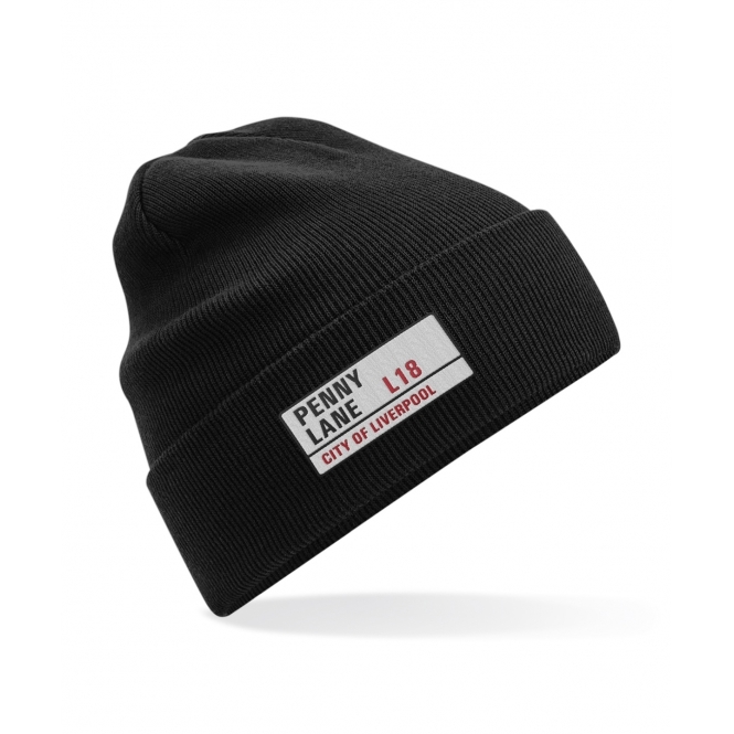 Penny Lane Road Sign (Beatles Influenced) Embroidered Organic Cotton Beanie