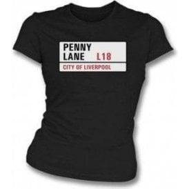 Penny Lane Road Sign Womens Slim Fit T-Shirt