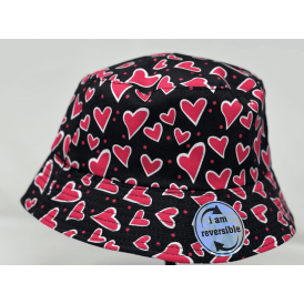 Pink Love Hearts Reversible Bucket Hat