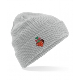 Pop Strawberry (As Worn By Steve Jones, Sex Pistols & Kim Gordon, Sonic Youth) Embroidered Organic Cotton Beanie