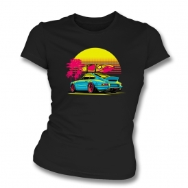 Porsche 911 In Sunset Womens Slim Fit T-Shirt