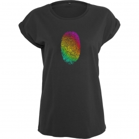 Rainbow Fingerprint Womens Extended Shoulder T-Shirt