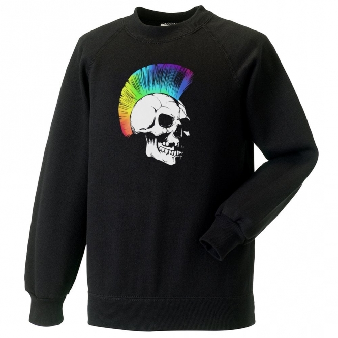 Rainbow Mohican Skull Organic Sweatshirt