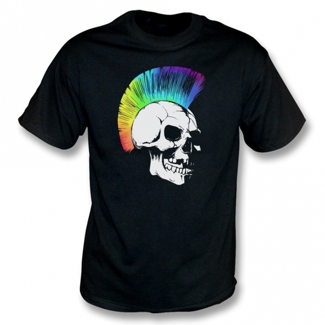 Rainbow Mohican Skull Organic T-Shirt